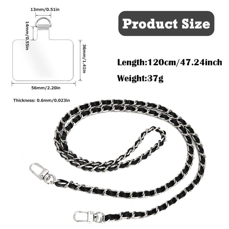 Phone Crossbody Chain Cell Phone Lanyard, Phone Chain Strap with Tether Patches, Universal Phone Chain Strap with Phone Clip Pad, Cellphone Lanyard for Most Phones