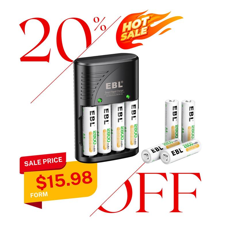EBL 802 Smart Charger With AA AAA Rechargeable Batteries Kit
