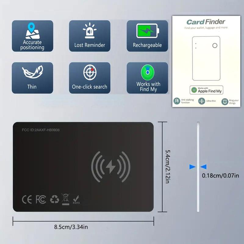 Smart GPS Tracker, 1 Count Wireless Charging Location Tracker, Compact Design Tracker for Wallet, Luggage, Phone, Passport, GPS Sensor, Travel Gadgets, Luggage Tracker, Suitable for Travel and Daily Necessities