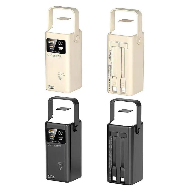 Portable Mobile Power Bank, 22.5W Fast Charging Mobile Power Bank with LED Display & Retractable Light, Compatible with iPhone Samsung Huawei Xiaomi