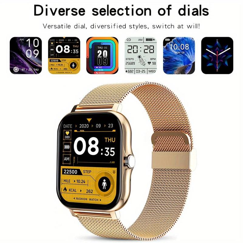 HD Touchscreen Smartwatch - Stylish Fitness Tracker with Sleep Monitoring, Wireless Calling, SOS, Heart Rate Tracking and Notifications - Compatible with Apple and Android Phones, comes with dual interchangeable straps, a perfect gift for men and women