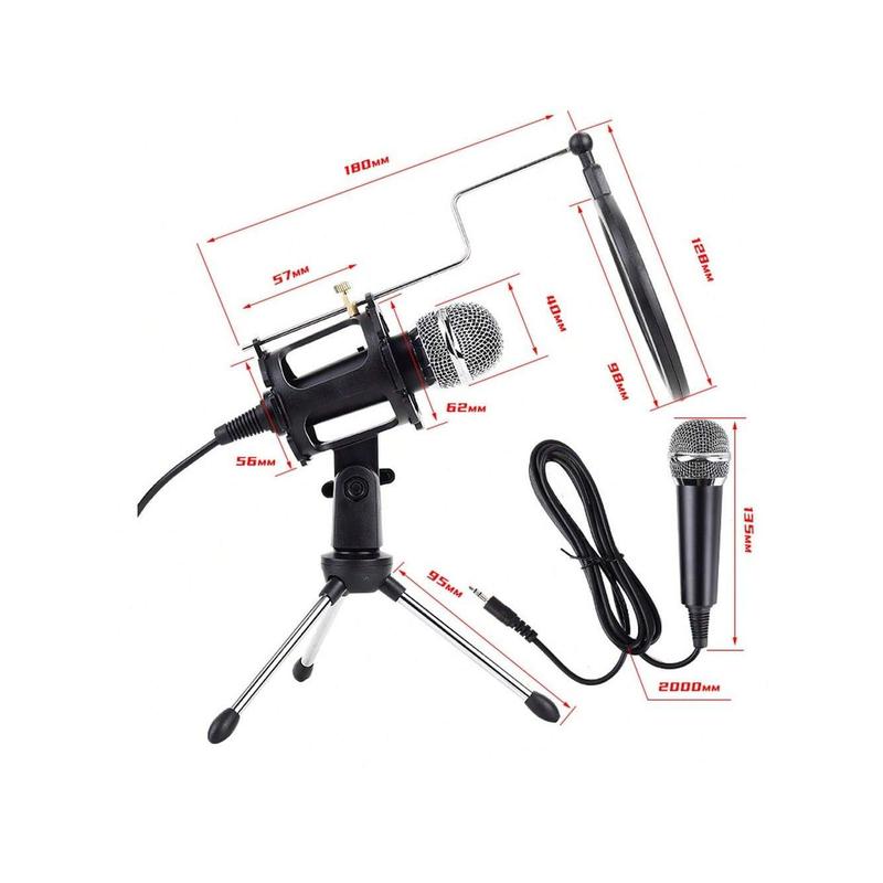 Condenser Microphone Recording 3.5mm Interface Plug&Play Live Karaoke Video Conference for PC Computer Gaming with Adjustable Mount Holder Gifts for Adults