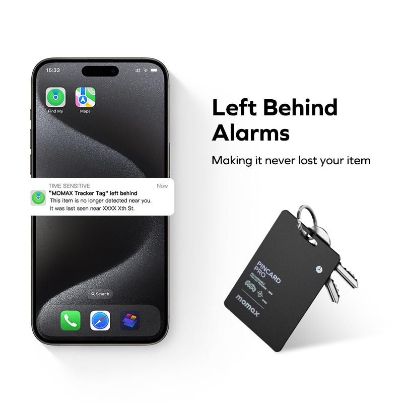 MOMAX Rechargeable Bluetooth Tracker, Apple Find My, Key Finder IP68 Waterproof, Smart Tracking Tag for Keys, Bags, Luggage, Wallet and More