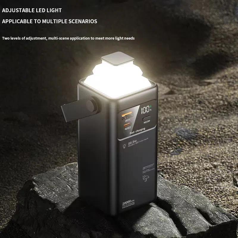 Portable Mobile Power Bank, 22.5W Fast Charging Mobile Power Bank with LED Display & Retractable Light, Compatible with iPhone Samsung Huawei Xiaomi