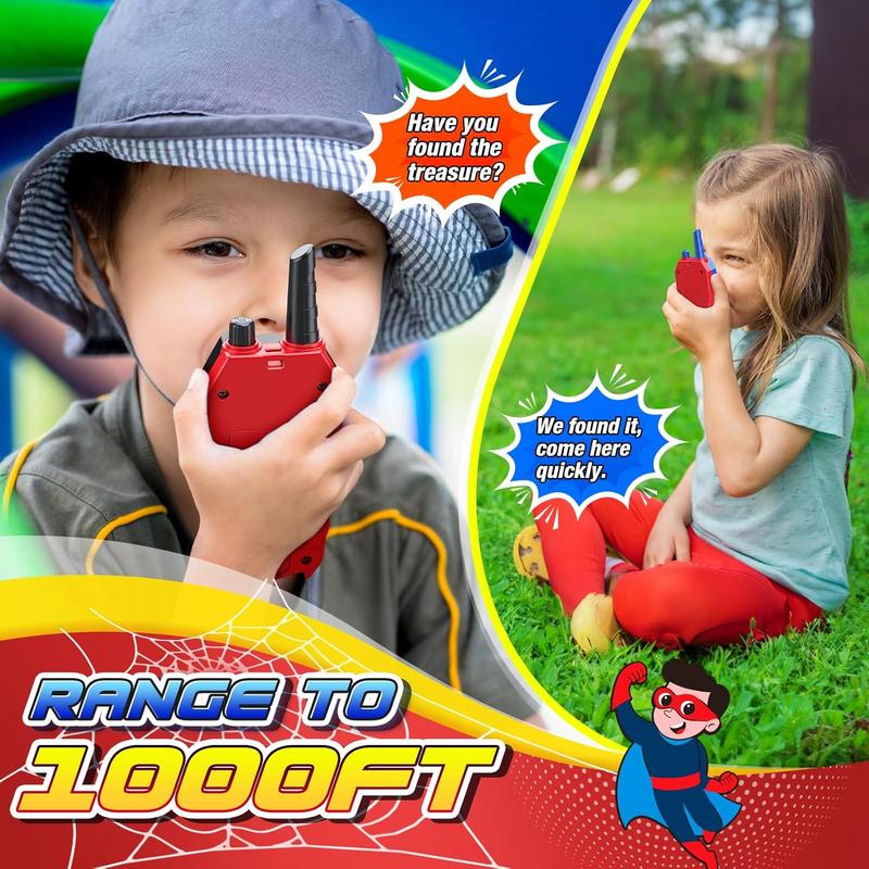 Spider Walkie Talkies for Kids: Toys Gifts for 3 4 5 6 7 8 9 Year Old Boys Girls Ages 5-7 Kids Walkie Talkies Outdoor Hiking 2 Way Radio Toy for 3-12 Year Old Boy Girl Halloween Birthday Gift Age 3-6