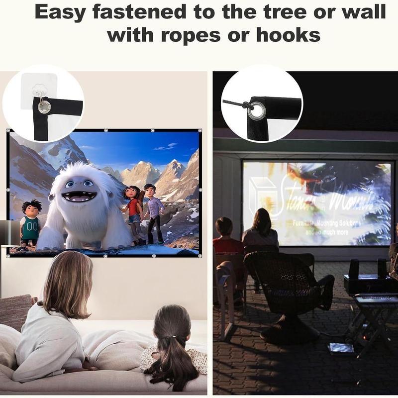 Outdoor Projector Screen, 1 Count 1080P 4K HD Projector Screen, Foldable Anti-crease 16:9 Portable Projector Screen with Accessories for Home Theater