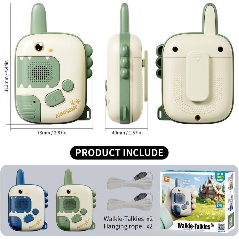 Toys for 4-12 Year Old Boys Girls,2 Pack Cute Dinosaur Walkie Talkies with Wearable Lanyard for Outdoor Camping,Birthday Gifts for 5-7 6 8 9 Year Old Kids,Christmas Stocking Stuffers for Kids Toys