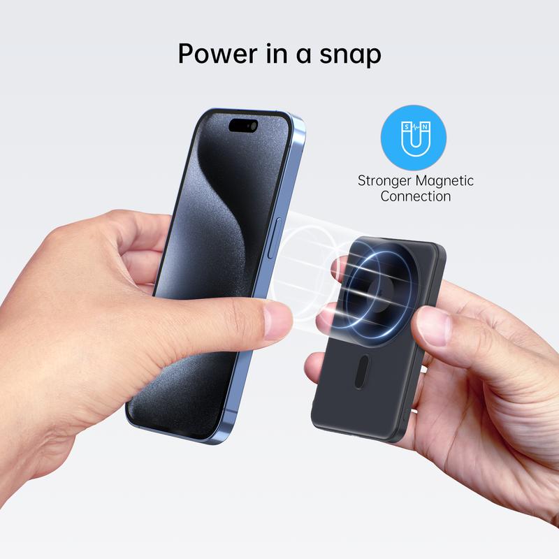 ANPULES Magnetic Power Bank 5000mAh, Wireless Portable Charger, 20W Fast Charging Battery Pack with USB-C, Magsafe-Compatible with Magsafe,iPhone 16 15 Series, iPhone 14 13 12 Series Smartphone Cellphone Smartphone Electronic