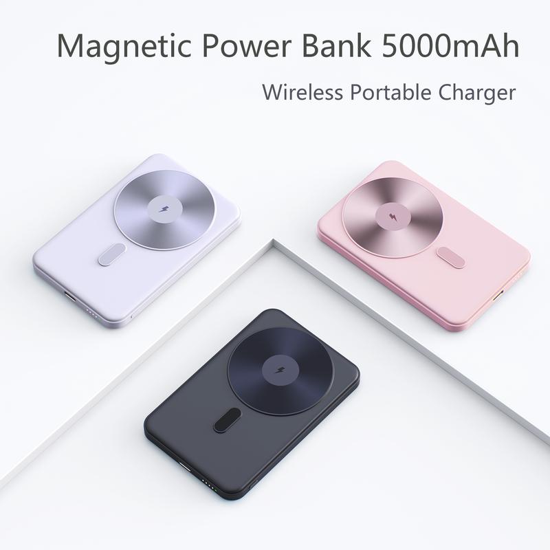 ANPULES Magnetic Power Bank 5000mAh, Wireless Portable Charger, 20W Fast Charging Battery Pack with USB-C, Magsafe-Compatible with Magsafe,iPhone 16 15 Series, iPhone 14 13 12 Series Smartphone Cellphone Smartphone Electronic