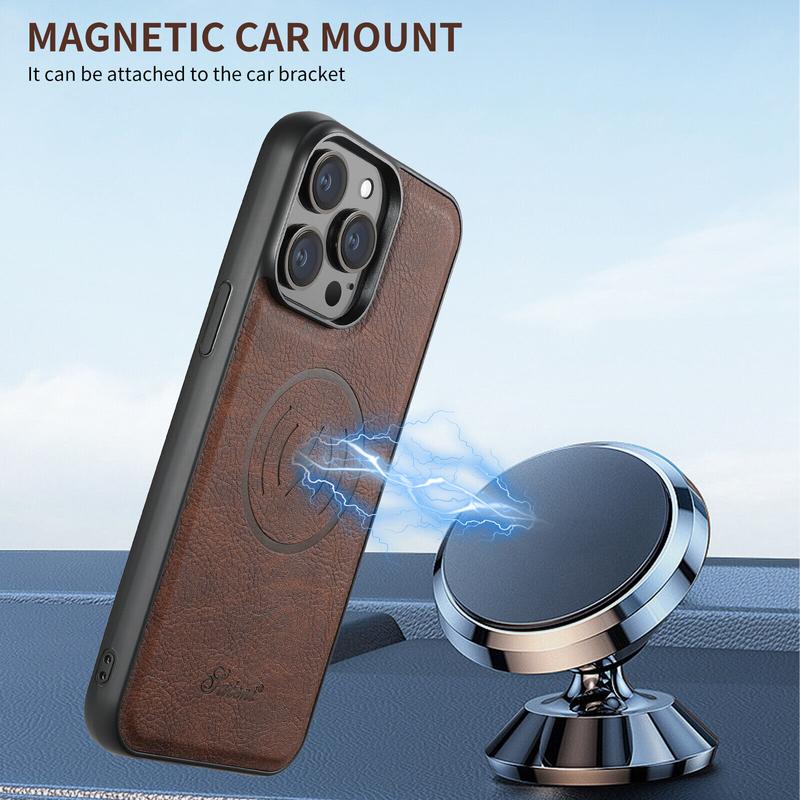 1 SET 2in1 Removable Leather Card Wallet Magsafe Phone Case, Magnetic Card Slot Detachable Phone Cover For iPhone 15 Pro Max Phone case 14 13 12 Pro MAX, Flip Stand Case Cover Waterproof Cow Hide i phone flip black