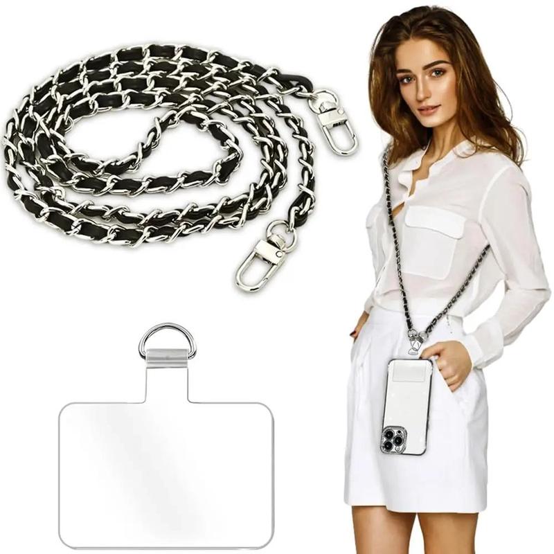 Phone Crossbody Chain Cell Phone Lanyard, Phone Chain Strap with Tether Patches, Universal Phone Chain Strap with Phone Clip Pad, Cellphone Lanyard for Most Phones