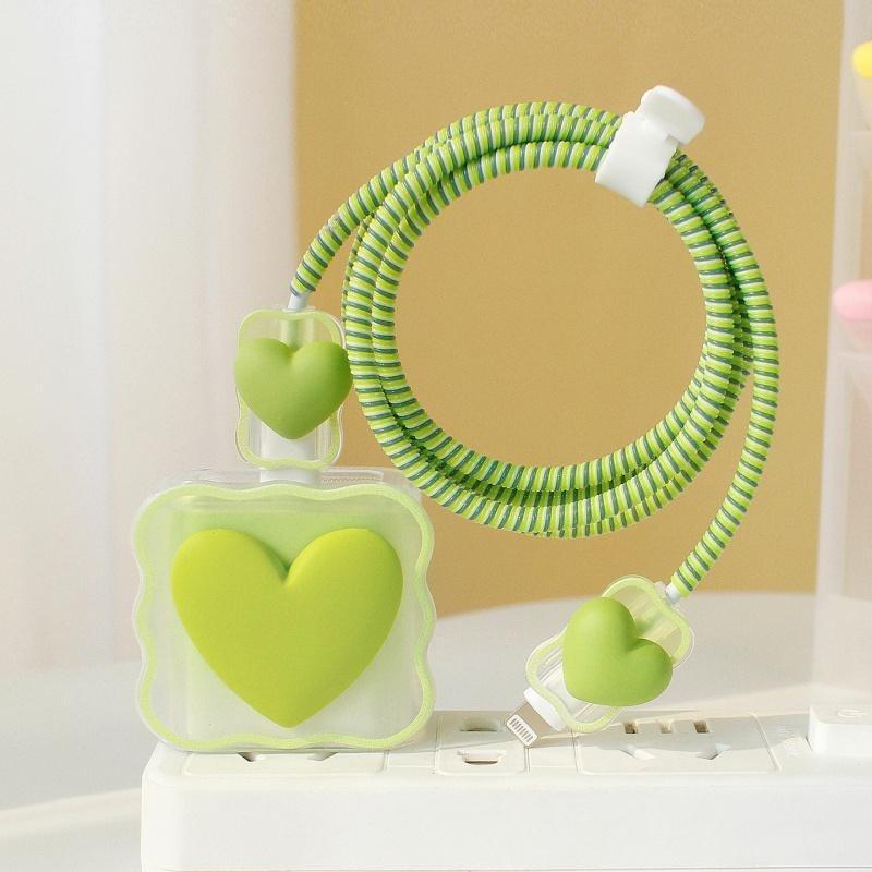 Heart Design Cellphone Charging Cable Protective Cover, Anti-breaking Spiral Smartphone Charger Cable Protector For iPhone 18W 20W Charger, Mobile Phone Protection Accessories
