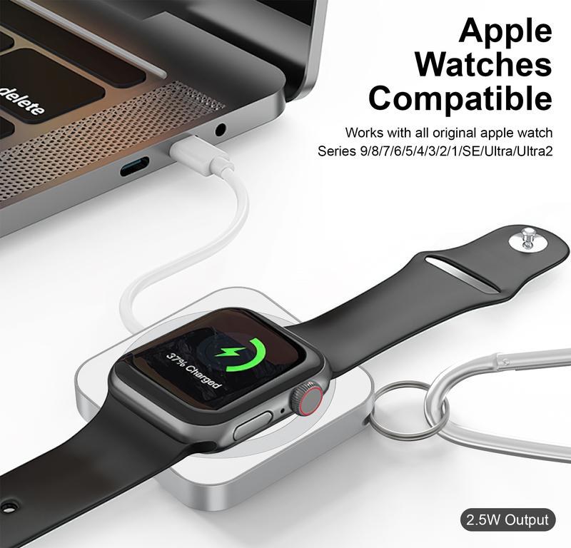 15W 3-in-1 Portable Wireless Charger, Magnetic Charger Adapter for Apple Watch,Reuse USB-C or iPhone Power Cable,Portable Travel Wireless Cordless Charging Dock for iWatch Ultra 2 Ultra,Series SE 10 9 8 7 6 5 4 3 2 1,44mm 42mm 40mm
