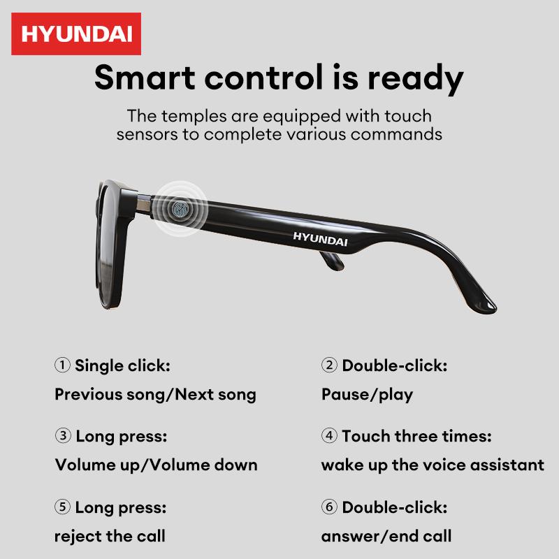 AI Smart Glasses HYUNDAI C8, Wireless Headphone Smart Glasses for Listening To Music & Calling, Wireless Headphone Smart Glasses for Listening To Music & Calling,  Support 75 Languages Face-to-Face& Simultaneous ,Video Voice Real Time Translation Glasses