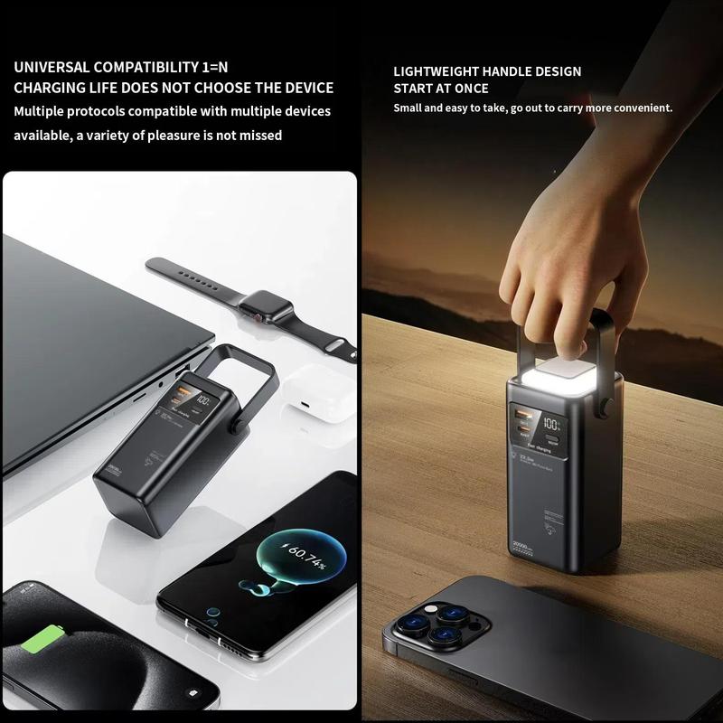 Portable Mobile Power Bank, 22.5W Fast Charging Mobile Power Bank with LED Display & Retractable Light, Compatible with iPhone Samsung Huawei Xiaomi