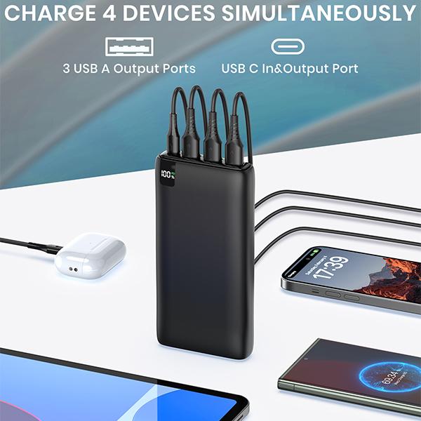 26800mAh Portable Charger Power Bank,  22.5W Fast Charging, 4 USB Outputs PD 3.0 USB C External Charger Battery Pack for Cell Phone Compatible with iPhone iPad Galaxy Android