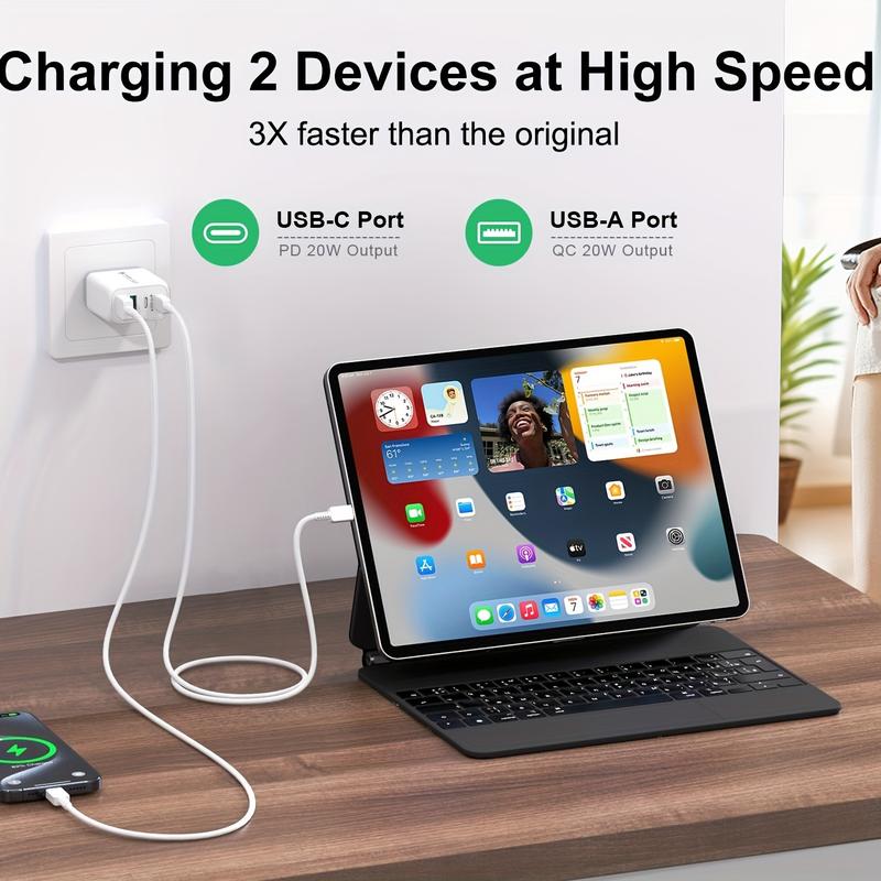 40W USB C Wall Plug, 4 Port Fast Charging Block PD 3.0 Multi Port Type C Adapter Cube for iPhone 15 13 13pro 12 12pro XR SE, iPad Pro Mini Air, Google Pixel Pixel 3a  XL 3 2XL android charger 4n1  charger