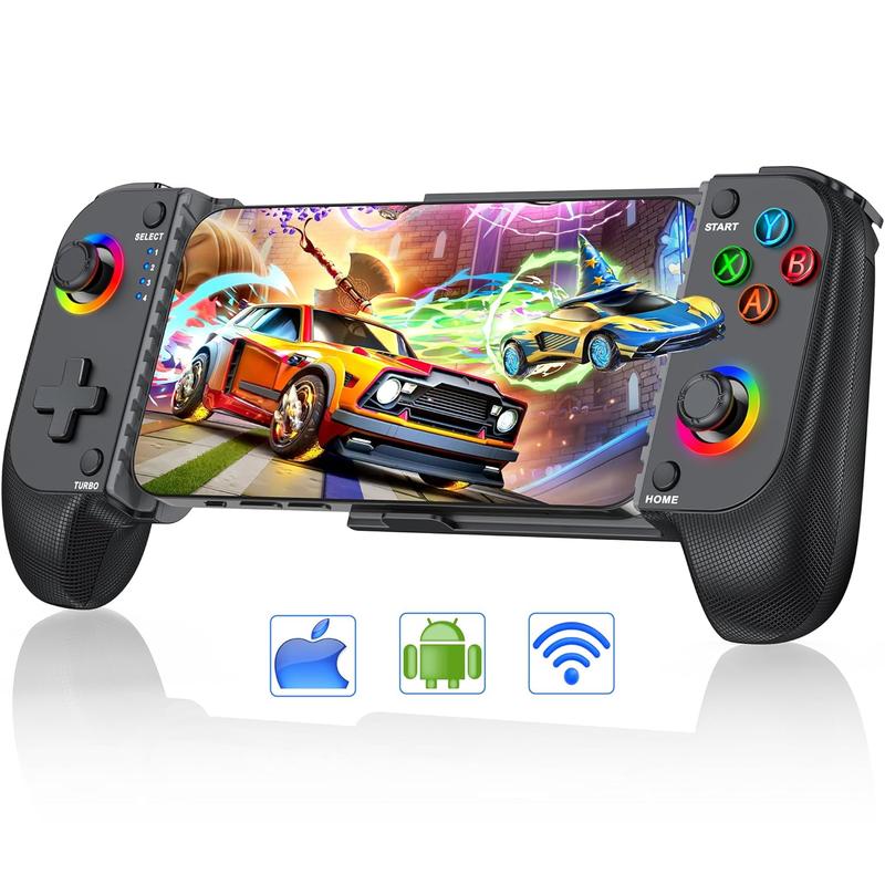 Wireless Phone Controller for iPhone Android with Hall Joystick, RGB Controller for iPhone Support Xbox Game Pass, PlayStation, Steam Link, Call of Duty, Minecraft, Roblox, Cloud Android Controller