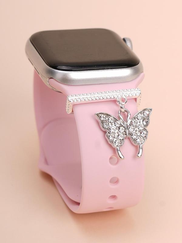 Butterfly Design Watch Band Charm, Rhinestone Decor Watch Band Ornament, Watch Strap Accessory for Apple Watch, Galaxy Watch, Huawei Watch