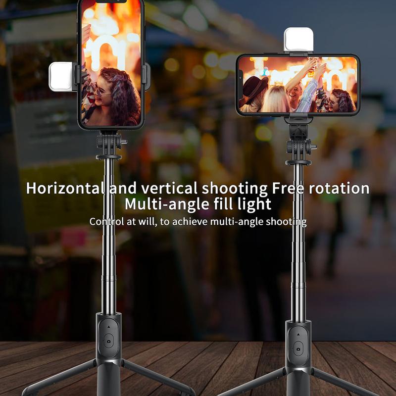 Selfie Stick with Fill Light, 40'' in Length Extendable Phone Tripod Stand with Remote Shutter Compatible with Gopro, iPhone Samsung Sony Google