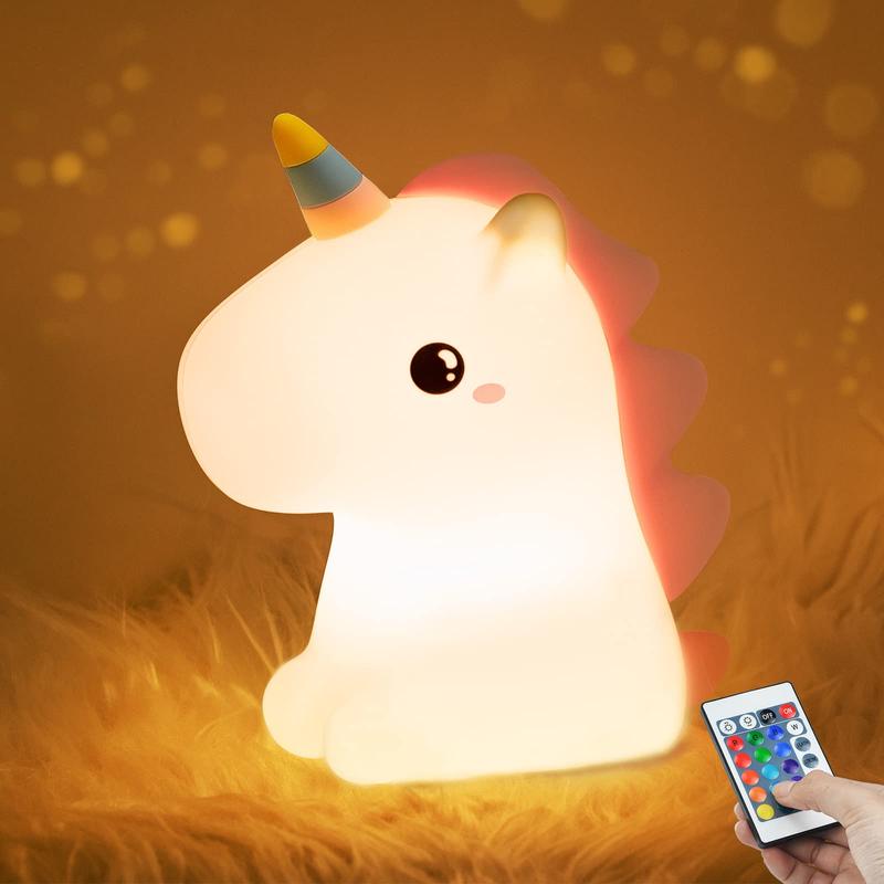Unicorn Night Light, USB Rechargeable Cute Night Light, 16 Colors Breathing Modes Kid Lamp for Girls, Childrens, Toddler, Baby, Christmas Gifts