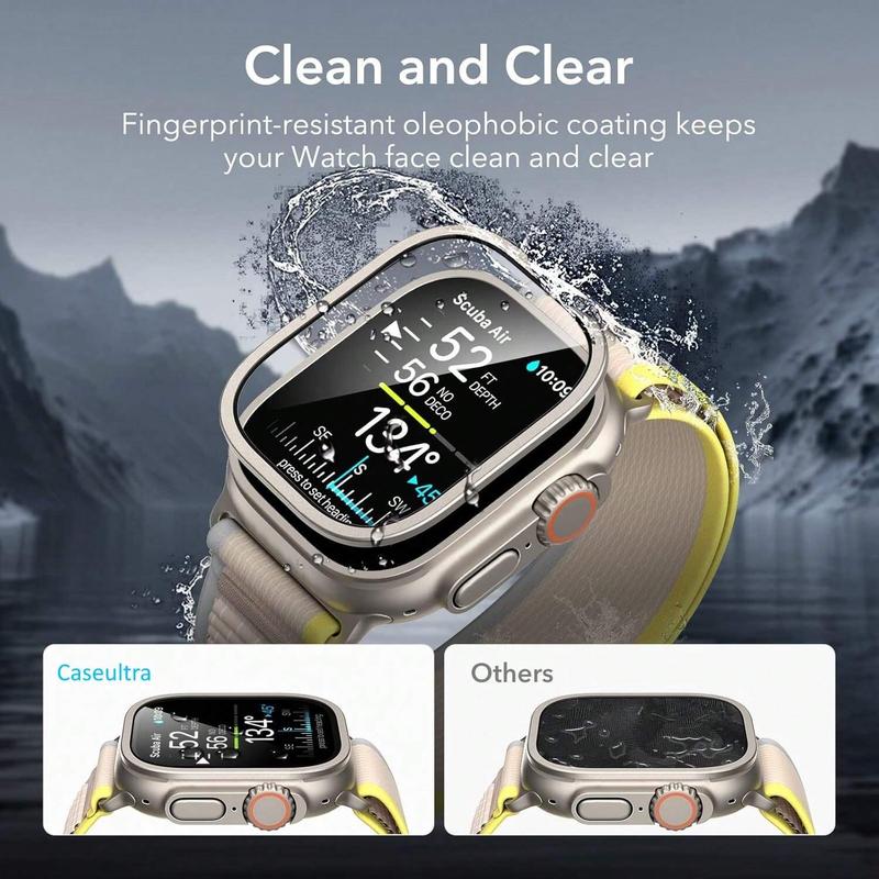 2 Packs Screen Protector for Apple Watch Ultra 2 1 (49mm) + 9H Tempered Glass + Titanium Alloy Frame + Original Look + Scratch Resistant  Wearable
