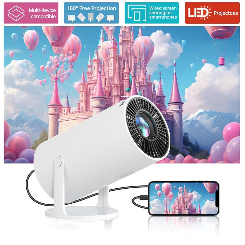 Portable Projector, 1 Box Mini Projector with Remote Control, 720P 200ANSI HD Projector for Home Office & Outdoor Use, Compatible with HDMI USB 3.5mm Headphone Jack Audio