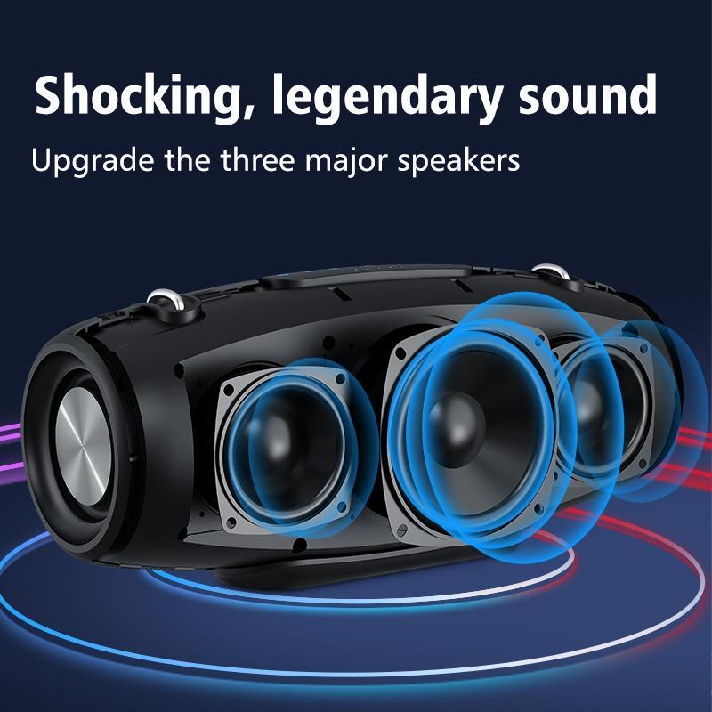 Portable Speaker, Waterproof IPX6 Outdoor Speaker with Shoulder Strap, Rechargeable Wireless Stereo Sound BT Speaker Subwoofer, Mini Subwoofers for Smartphone PC, Audio & Video Product, Desk Sound System, Back to School