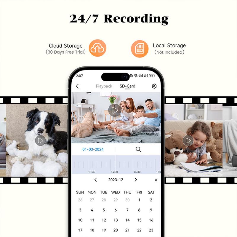 2K HD Video Call Security Camera Indoor, Nanny Camera Monitor Pet Camera,Two-Way Video,One-Touch Call,360-Degree View,2.4GHz with WiFi Camera for Home Security,  IR Night Vision,Motion Tracking