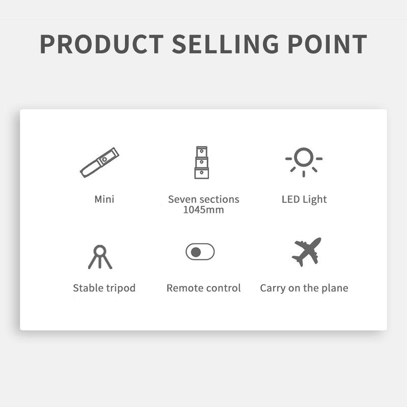 Selfie Stick with Fill Light, 40'' in Length Extendable Phone Tripod Stand with Remote Shutter Compatible with Gopro, iPhone Samsung Sony Google