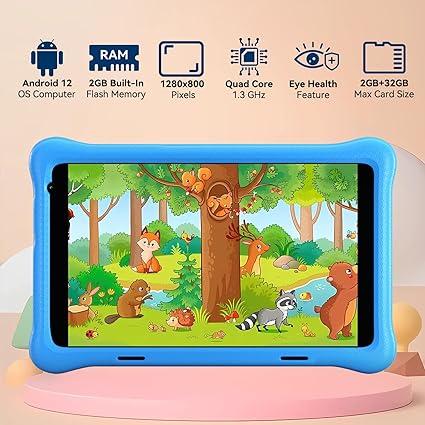 Aeezo 8 inch-10 Inch Tablets, IPS HD Display, Android 12 Tablet PC, 2GB RAM, 32GB Storage, WiFi,Dual Camera, Games, Parental Control, Kidoz Installed, with Tablet Case