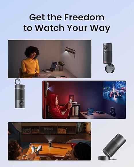 NEBULA Capsule Air Google TV Projector, Officially Licensed Netflix, 720p Smart Mini Projector with Wi-Fi, 2 Hours of Playtime, 100-Inch Display, Dolby Digital, Ultra Portable for Any Space