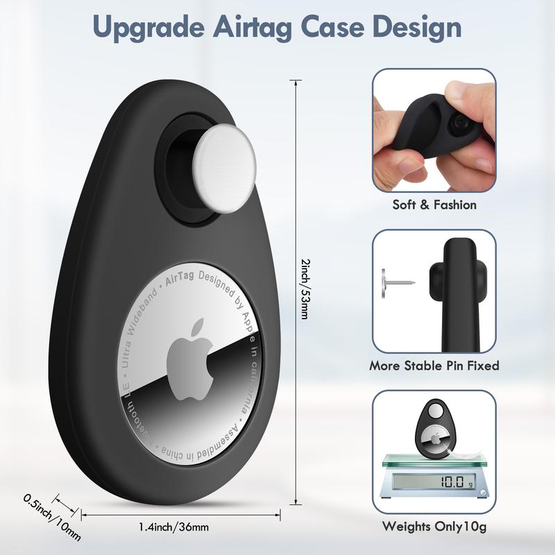 Airtag Holder for Kids, 2 Pack Hidden GPS Tracker Cases, Anti-Removal Airtag Durable Case with Pins, Lightweight Inside Clothes, Suitable for Kids Elder Pet Backpack Luggage (Black+Blue)
