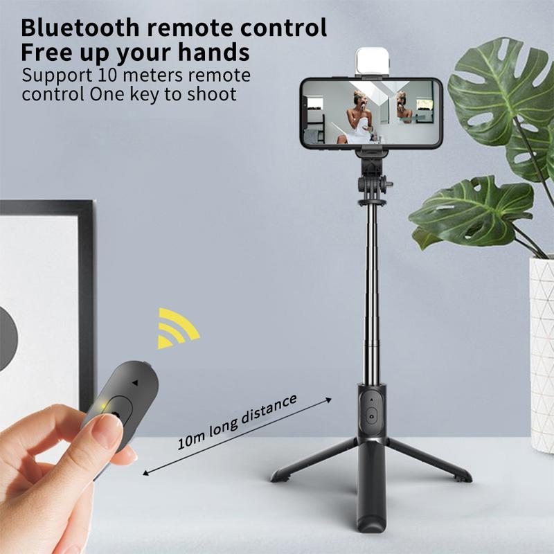 Selfie Stick with Fill Light, 40'' in Length Extendable Phone Tripod Stand with Remote Shutter Compatible with Gopro, iPhone Samsung Sony Google