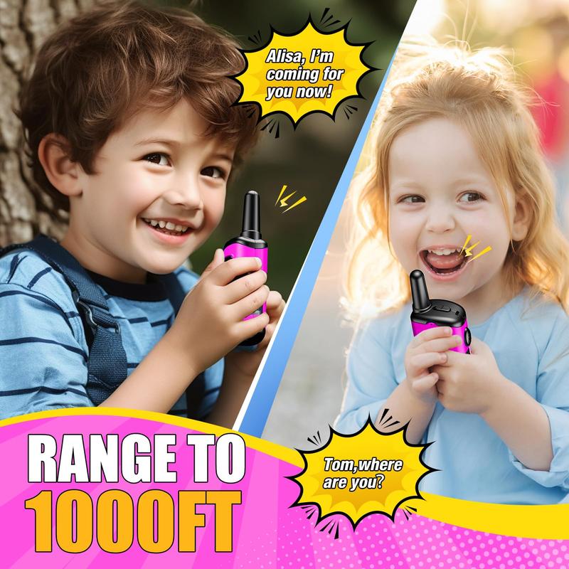 Walkie Talkies Toys for Kids.Mini Pink Girls Robots Walkies Talkie for 6-12 Year Old Girl Christmas Birthday Gifts Stocking Stuffers for Kids Age 6-10 Outdoor Games, Camping