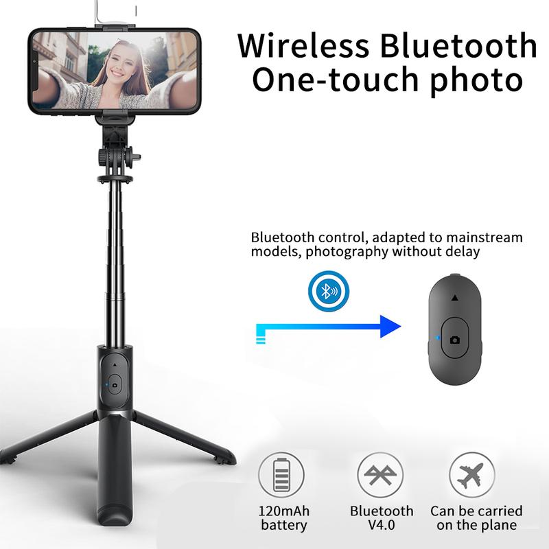 Selfie Stick with Fill Light, 40'' in Length Extendable Phone Tripod Stand with Remote Shutter Compatible with Gopro, iPhone Samsung Sony Google