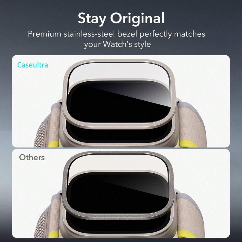 2 Packs Screen Protector for Apple Watch Ultra 2 1 (49mm) + 9H Tempered Glass + Titanium Alloy Frame + Original Look + Scratch Resistant  Wearable
