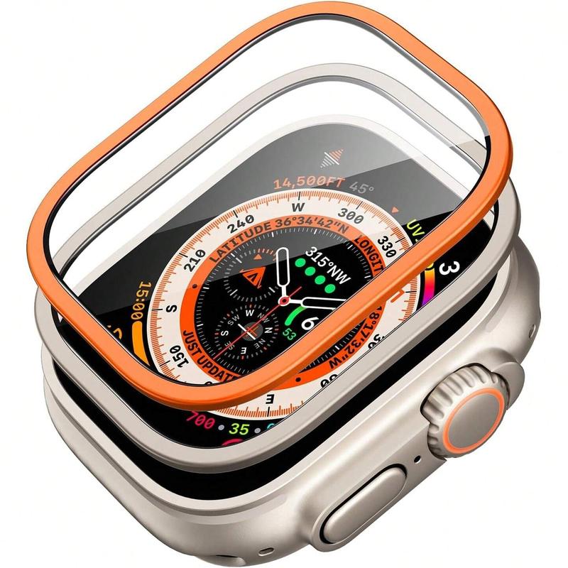 2 Packs Screen Protector for Apple Watch Ultra 2 1 (49mm) + 9H Tempered Glass + Titanium Alloy Frame + Original Look + Scratch Resistant  Wearable