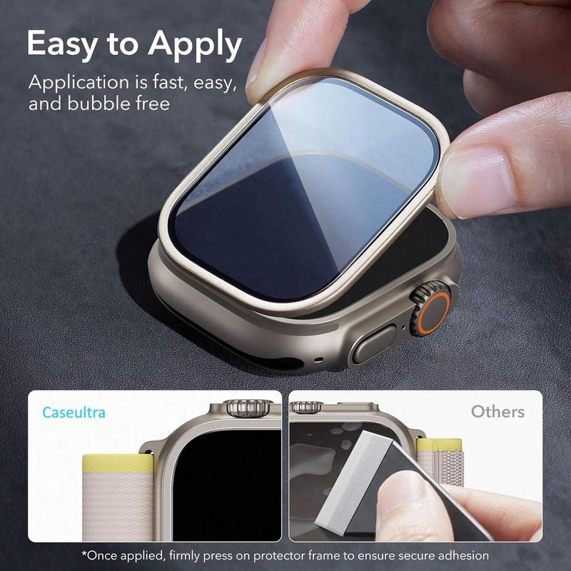 2 Packs Screen Protector for Apple Watch Ultra 2 1 (49mm) + 9H Tempered Glass + Titanium Alloy Frame + Original Look + Scratch Resistant  Wearable