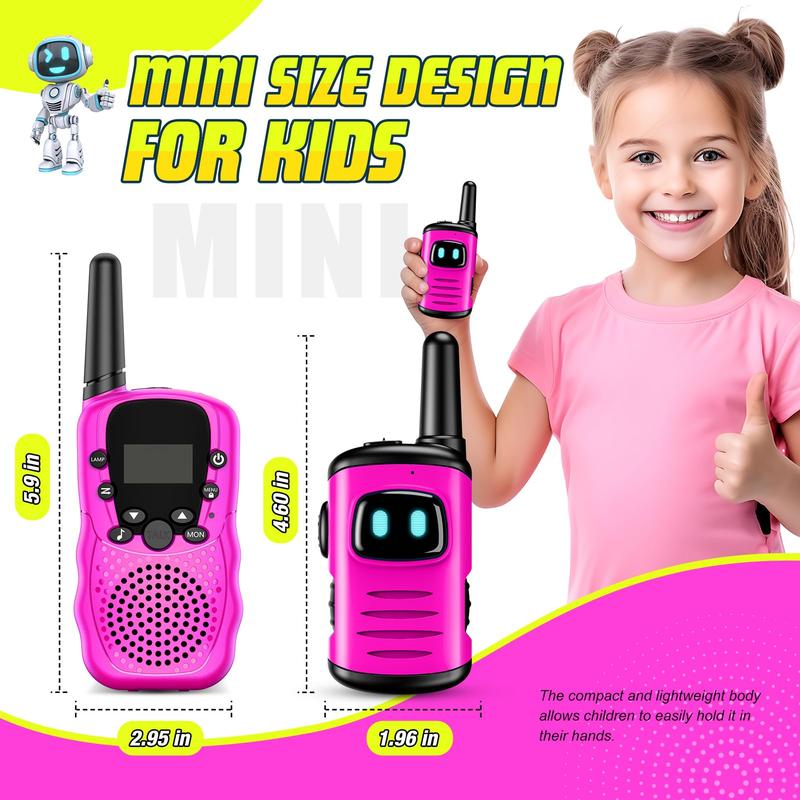 Walkie Talkies Toys for Kids.Mini Pink Girls Robots Walkies Talkie for 6-12 Year Old Girl Christmas Birthday Gifts Stocking Stuffers for Kids Age 6-10 Outdoor Games, Camping