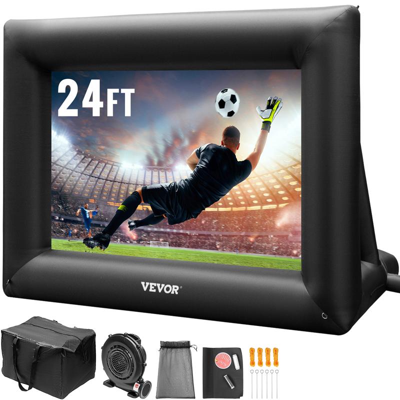 VEVOR Inflatable Movie Screen 24FT Inflatable Projector Screen for outside with 360W Air Blower Inflatable Screen Oxford Fabric Material Blow Up Screen for Outdoor Movie Supports Front Rear Projection,Projection shadow cloth