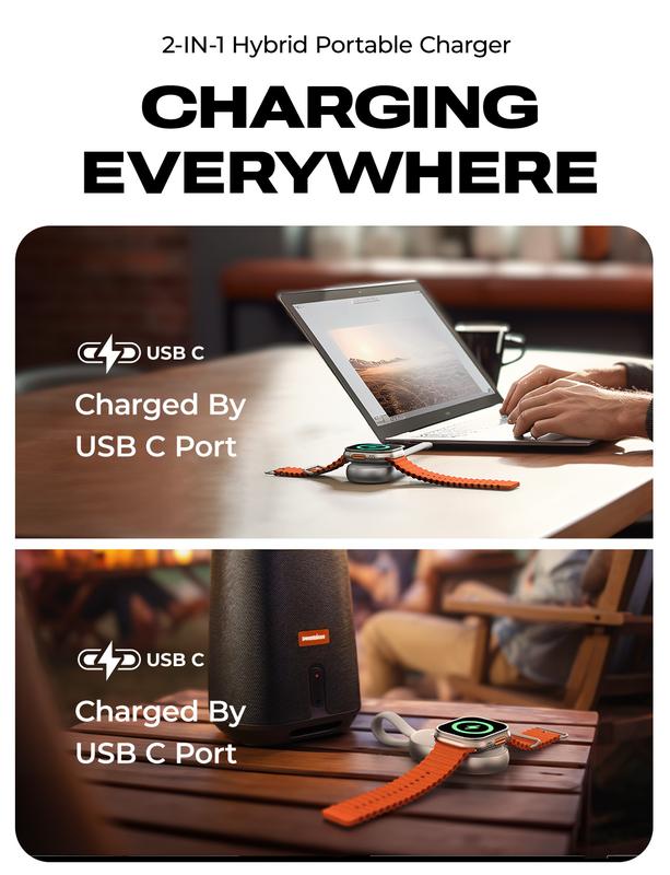 LISEN Portable Charger for Apple Watch 2 in 1 1200mAh Magnetic Keychain Wireless Power Bank Watch Charger for iWatch Charger Fast Charging for iWatch Series 9 8 UItra 7 6 5 4 3 2 SE