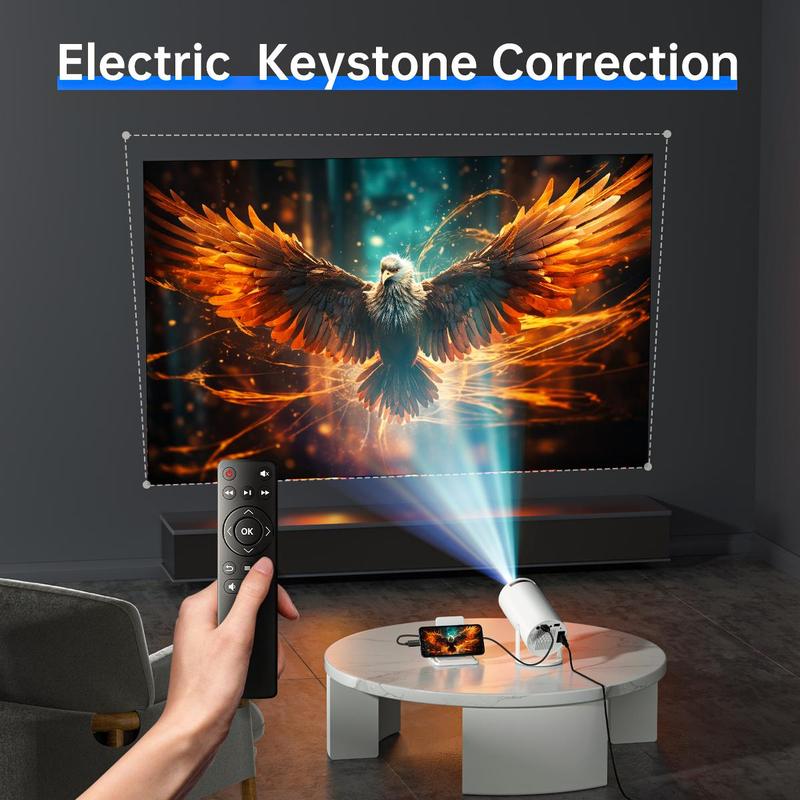 Portable Projector, 1 Box Mini Projector with Remote Control, 720P 200ANSI HD Projector for Home Office & Outdoor Use, Compatible with HDMI USB 3.5mm Headphone Jack Audio