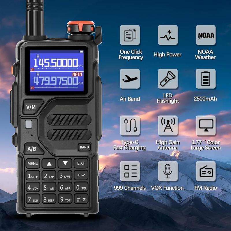 K5PLUS Ham Radio Long Range (Upgraded of UV-5R) Handheld UV-K5 Walkie Talkies Long Distance Two Way Radio with Copy Frequency,AM,USB-C Charging,NOAA Weather Receiver for Hunting