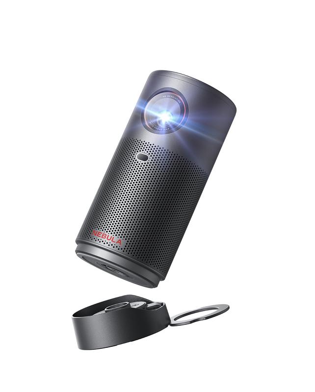 NEBULA Capsule Air Google TV Projector, Officially Licensed Netflix, 720p Smart Mini Projector with Wi-Fi, 2 Hours of Playtime, 100-Inch Display, Dolby Digital, Ultra Portable for Any Space