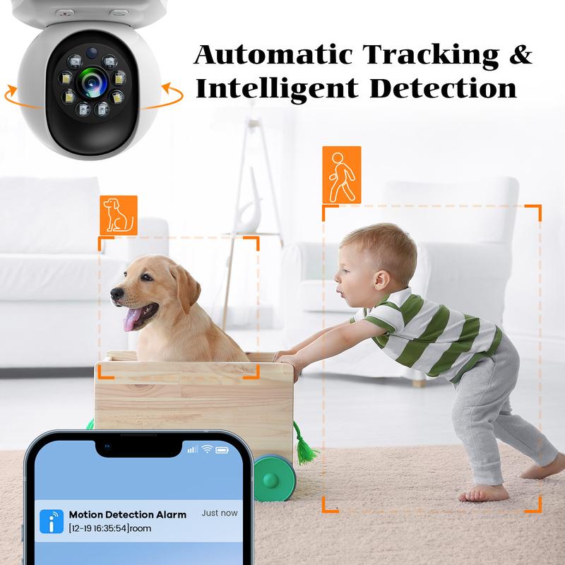 2K HD Video Call Security Camera Indoor, Nanny Camera Monitor Pet Camera,Two-Way Video,One-Touch Call,360-Degree View,2.4GHz with WiFi Camera for Home Security,  IR Night Vision,Motion Tracking