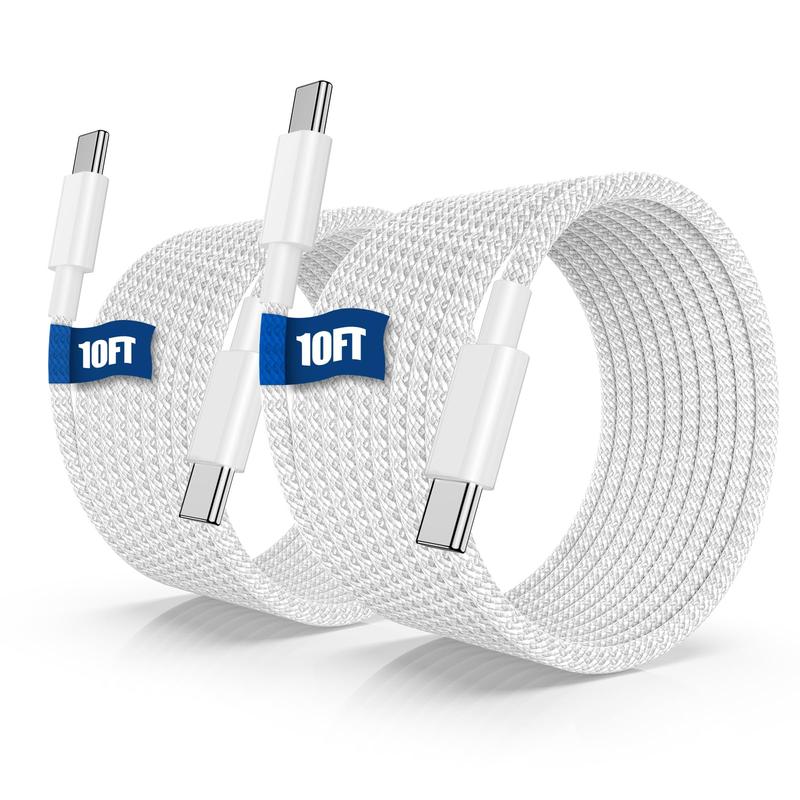 60W USB-C Charger Cable 10FT 6FT, Long Fast  Type-C to C Cord for iPhone 16  15 series, iPad, MacBook, Samsung Smartphone Cellphone Charging