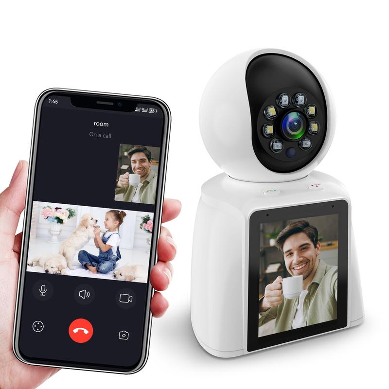 2K HD Video Call Security Camera Indoor, Nanny Camera Monitor Pet Camera,Two-Way Video,One-Touch Call,360-Degree View,2.4GHz with WiFi Camera for Home Security,  IR Night Vision,Motion Tracking