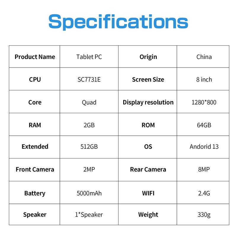 PRITOM Minimalist 8 Inch Android Tablets for Mother's Day Gift, HD IPS Screen Pocket Tablet for Summer Gift, WiFi BT Eye Protective Mode Child Tablet, Large Battery Capacity Leaning Tablet, 2.4G WiFi Android 10 Portable Tablet, Father's Day Gift