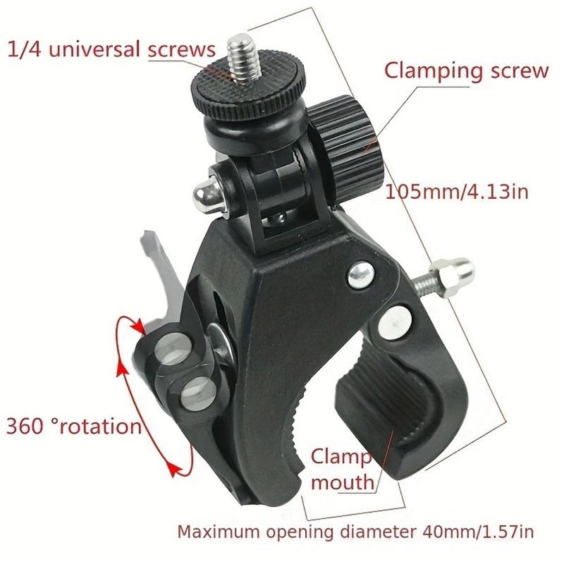 Motorcycle Bike Camera Mount, 360 Degree Rotatable Camera Mount, Camera Clip For GoPro Hero